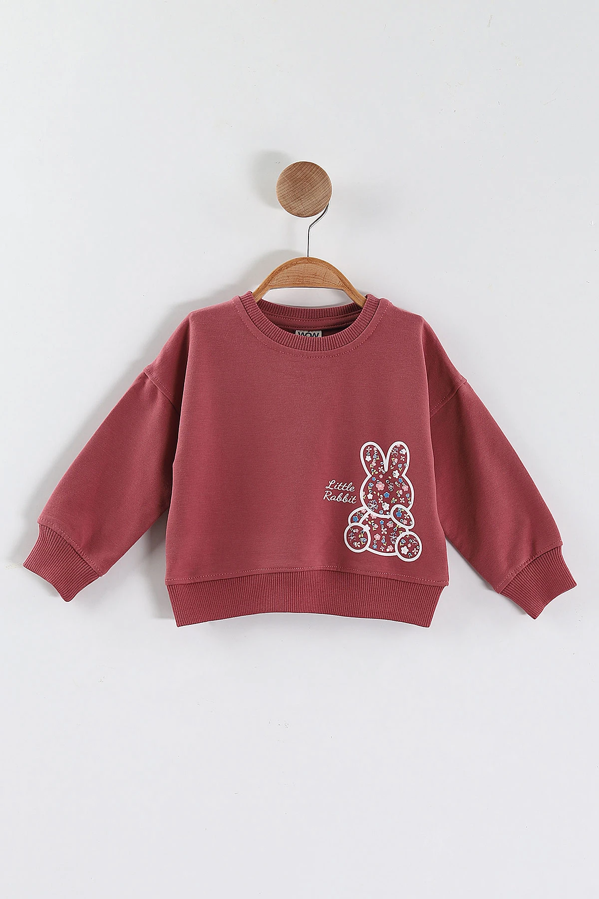 Gül Kurusu (1-4 Yaş)Tavşan Baskılı  Taşlı Kız Çocuk Sweatshirt 432953