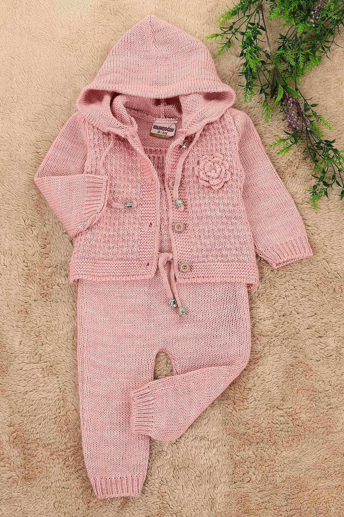 Gül Kurusu (1-5 Yaş) Çiçek işlemeli Düğmeli Kız Çocuk Takım 151808