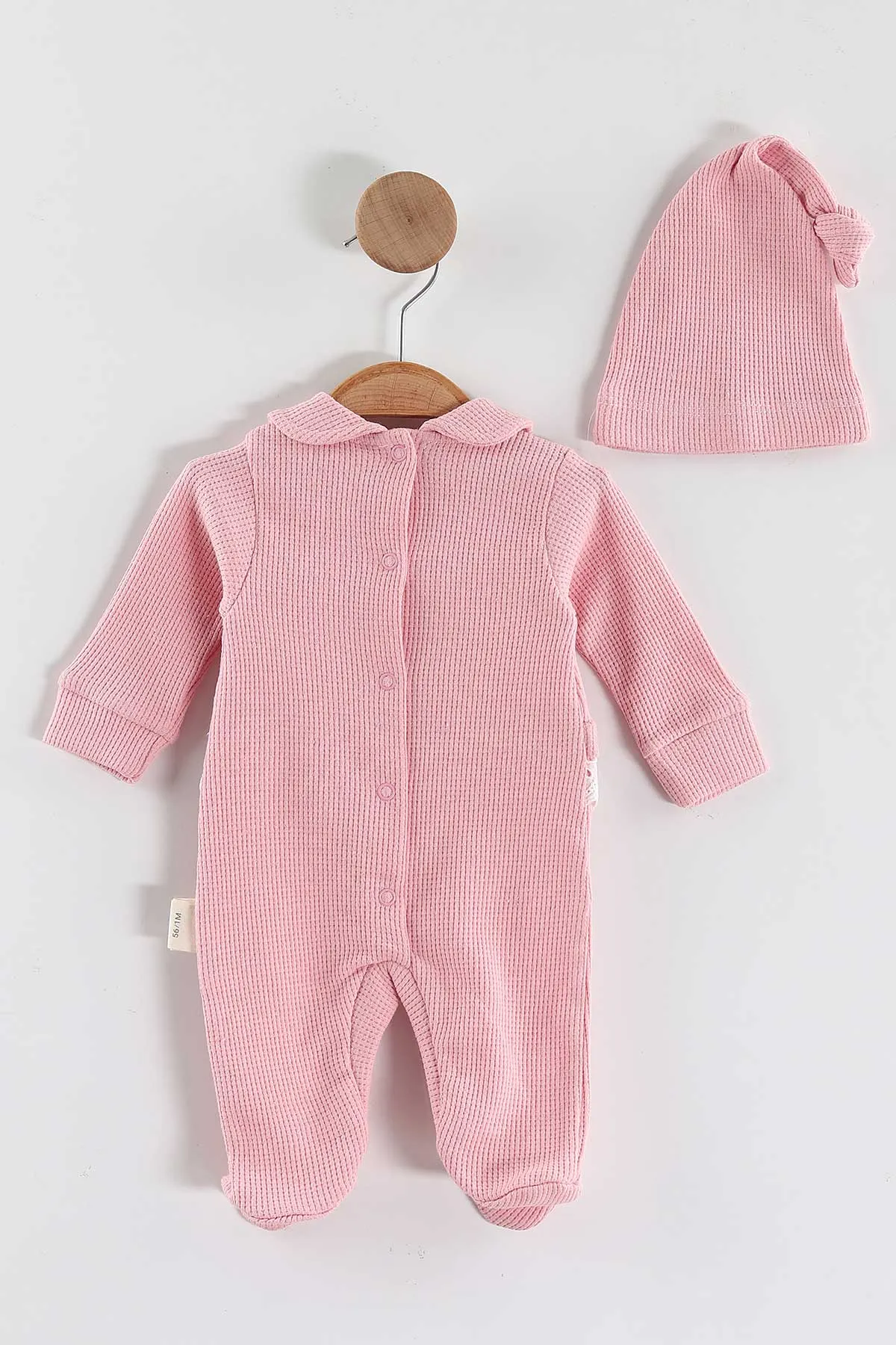 Gül Kurusu (1-9 Ay)Çiçek Nakışlı Fisto Detaylı Patikli Kız Bebek Tulum 434933