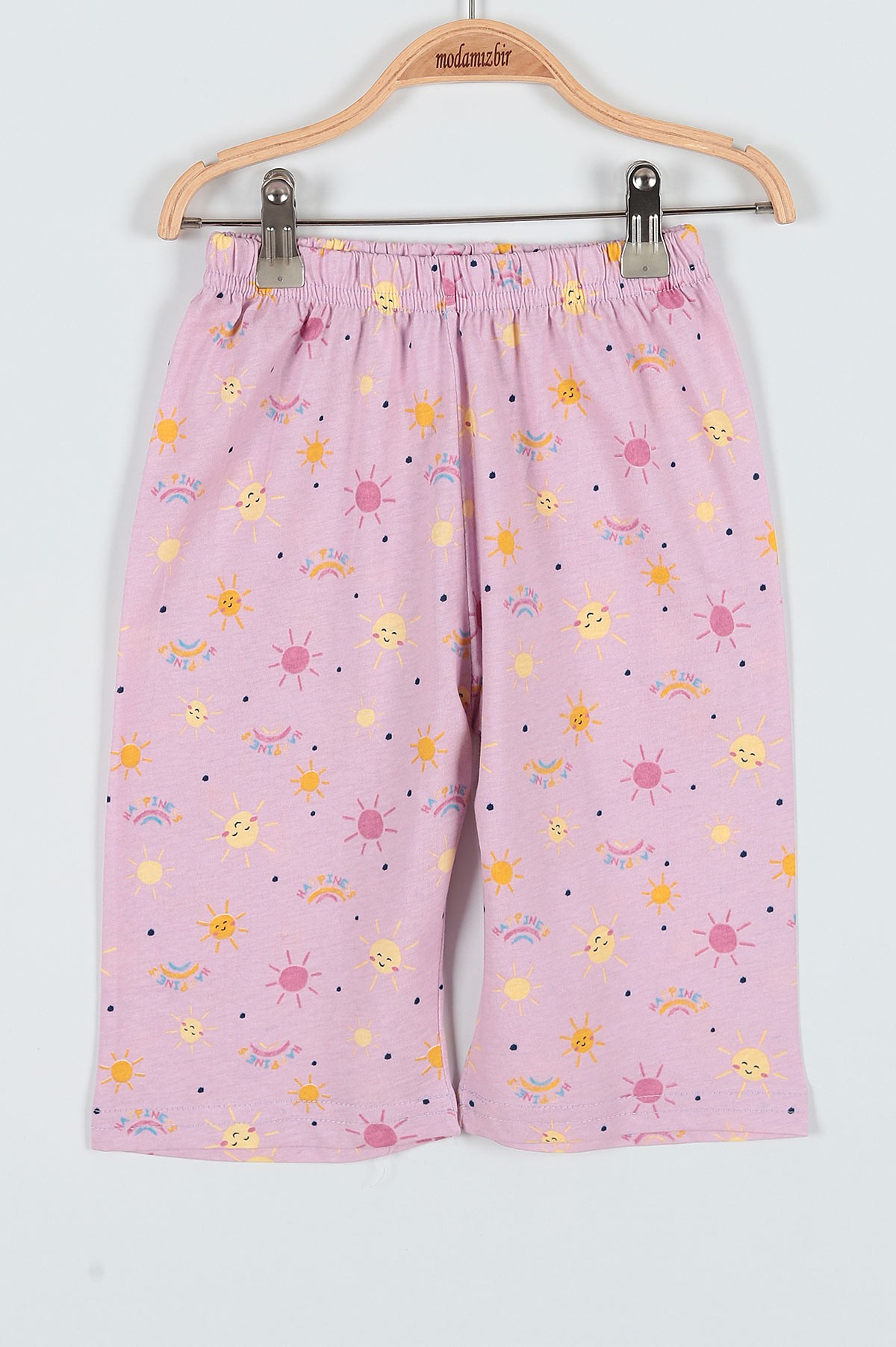 Gül Kurusu (10-12 Yaş) Happıness Sun Baskılı Kaprili KIz Çocuk Pijama Takımı 182038