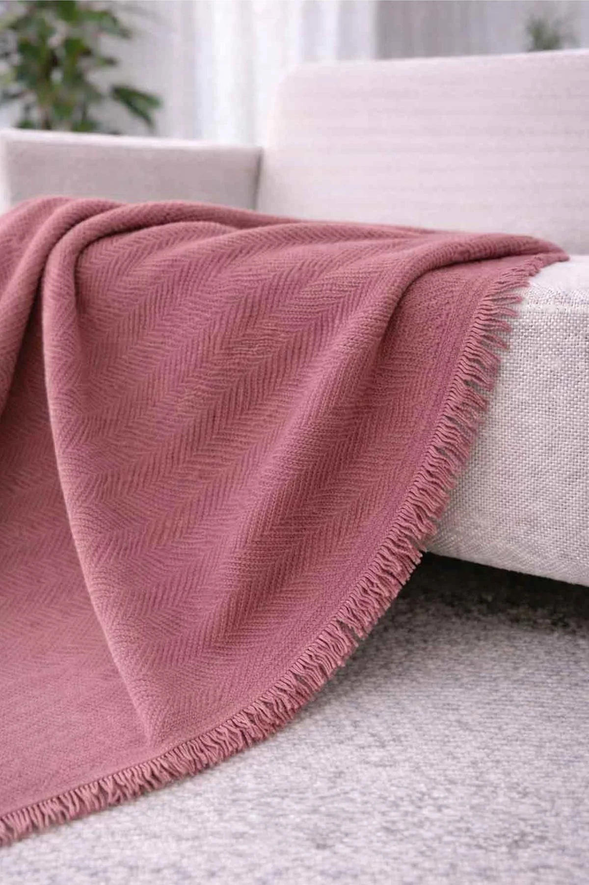 Gül Kurusu 170x200 Cm Bella Home Çok Amaçlı Örtü - Koltuk Örtüsü - Pike 434788