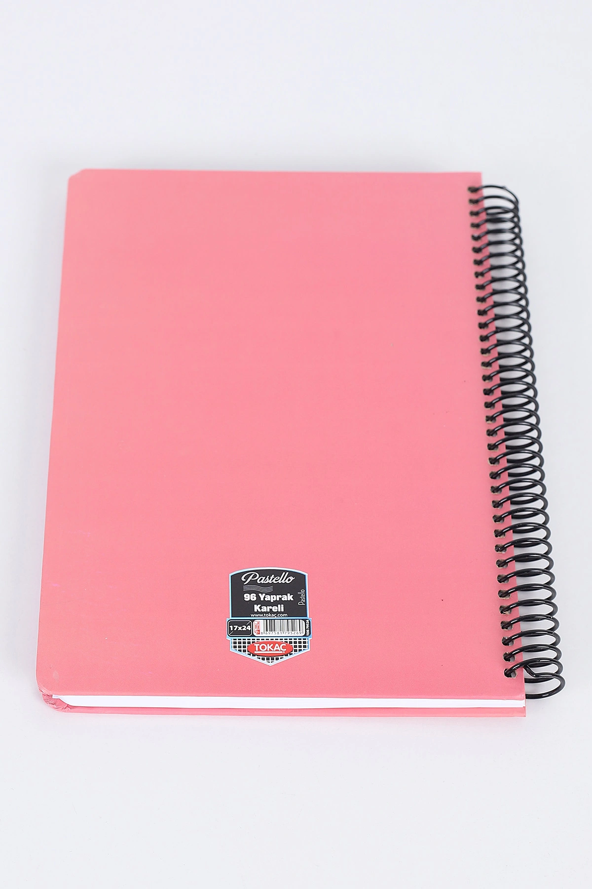 Gül Kurusu 17x24 Cm Tokaç Pastello Sert Kapak Spiralli 96 Yaprak Kareli Defter 403966