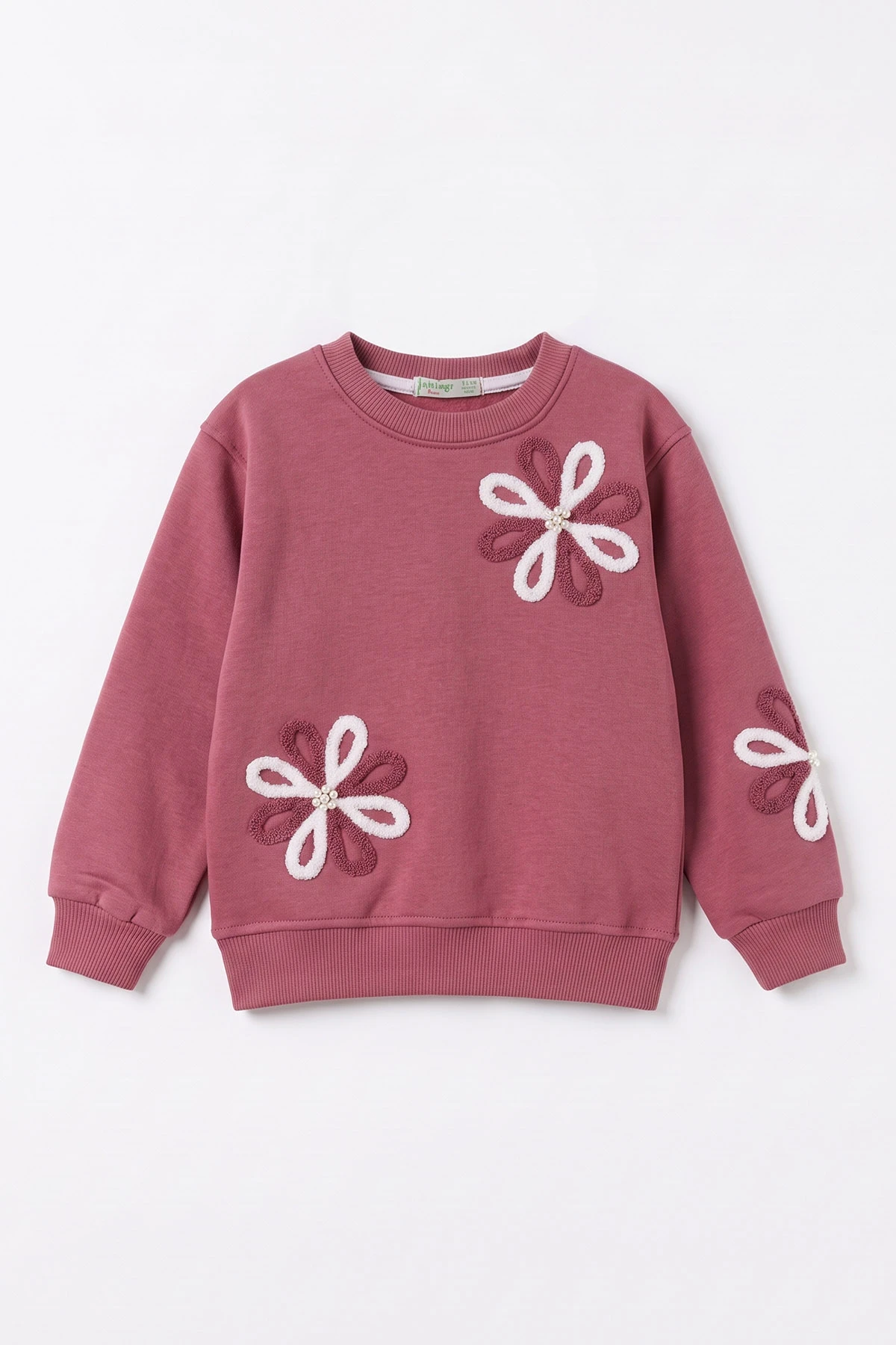 Gül Kurusu (2-11 Yaş) Süzene Nakışlı İçi Şardonlu Kız Çocuk Sweatshirt 499985