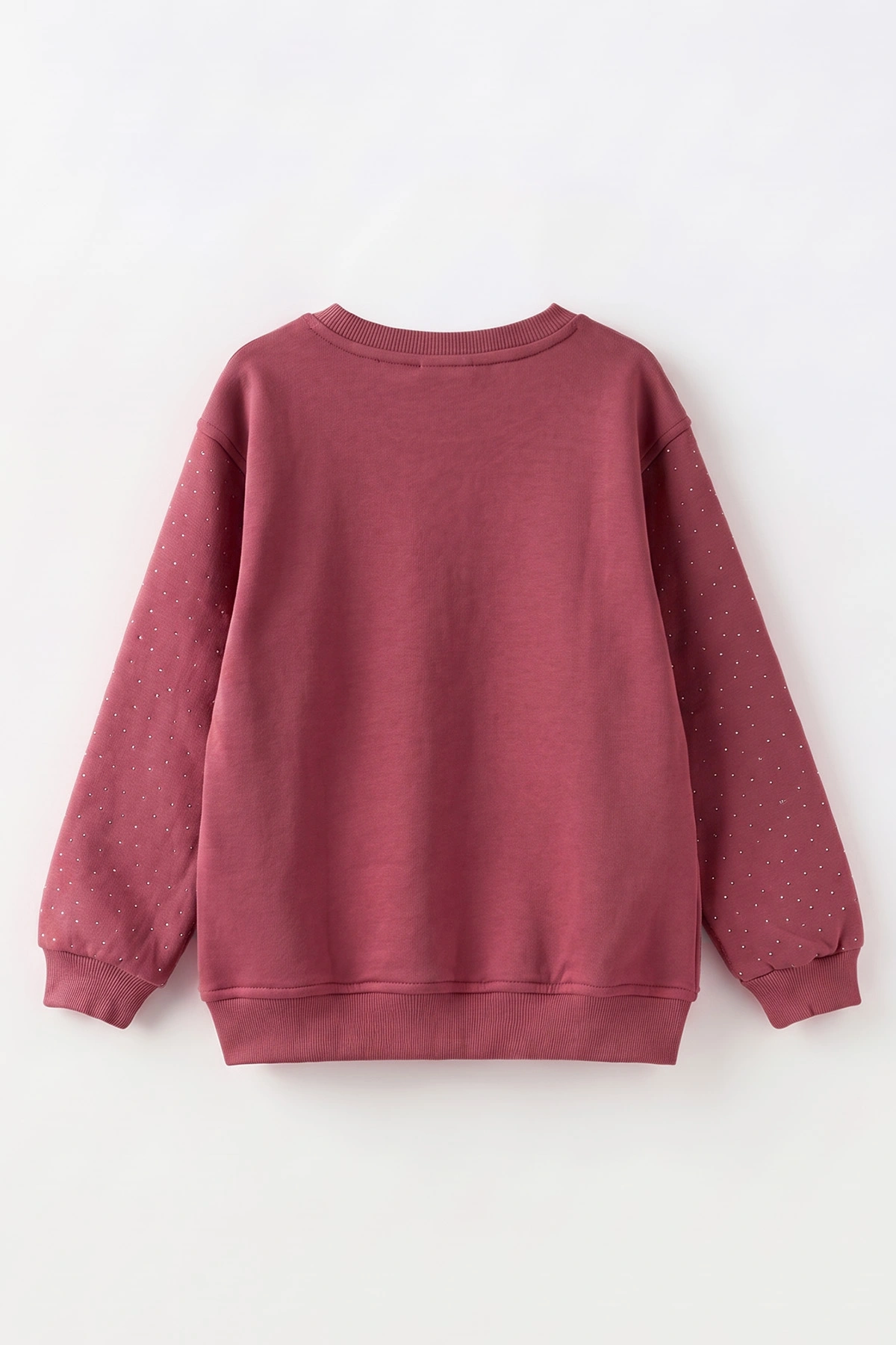 Gül Kurusu (2-12 Yaş) Love Nakışlı Taşlı  İçi Şardonlu Kız Çocuk Sweatshirt 483274