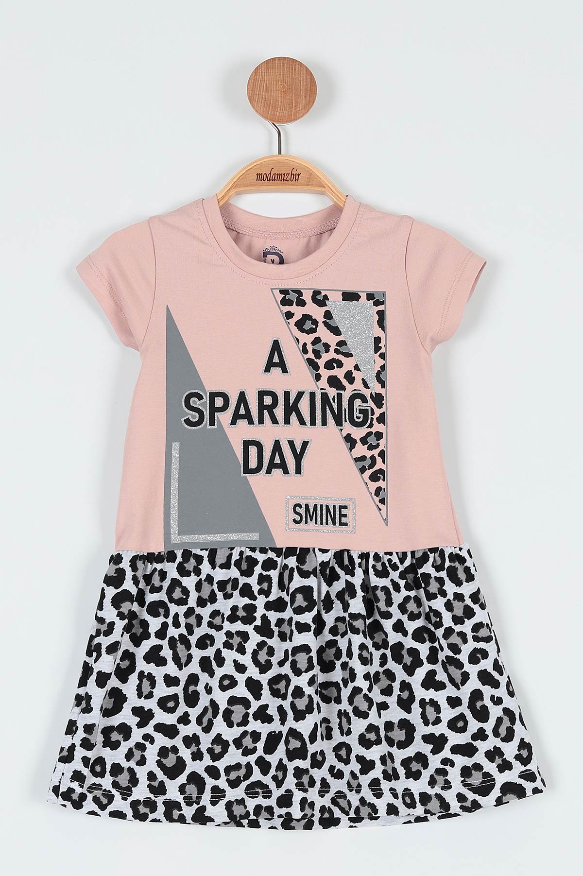Gül Kurusu (2-5 Yaş) Sparkıng Day Leopar Baskılı Kız Çocuk Elbise 190993