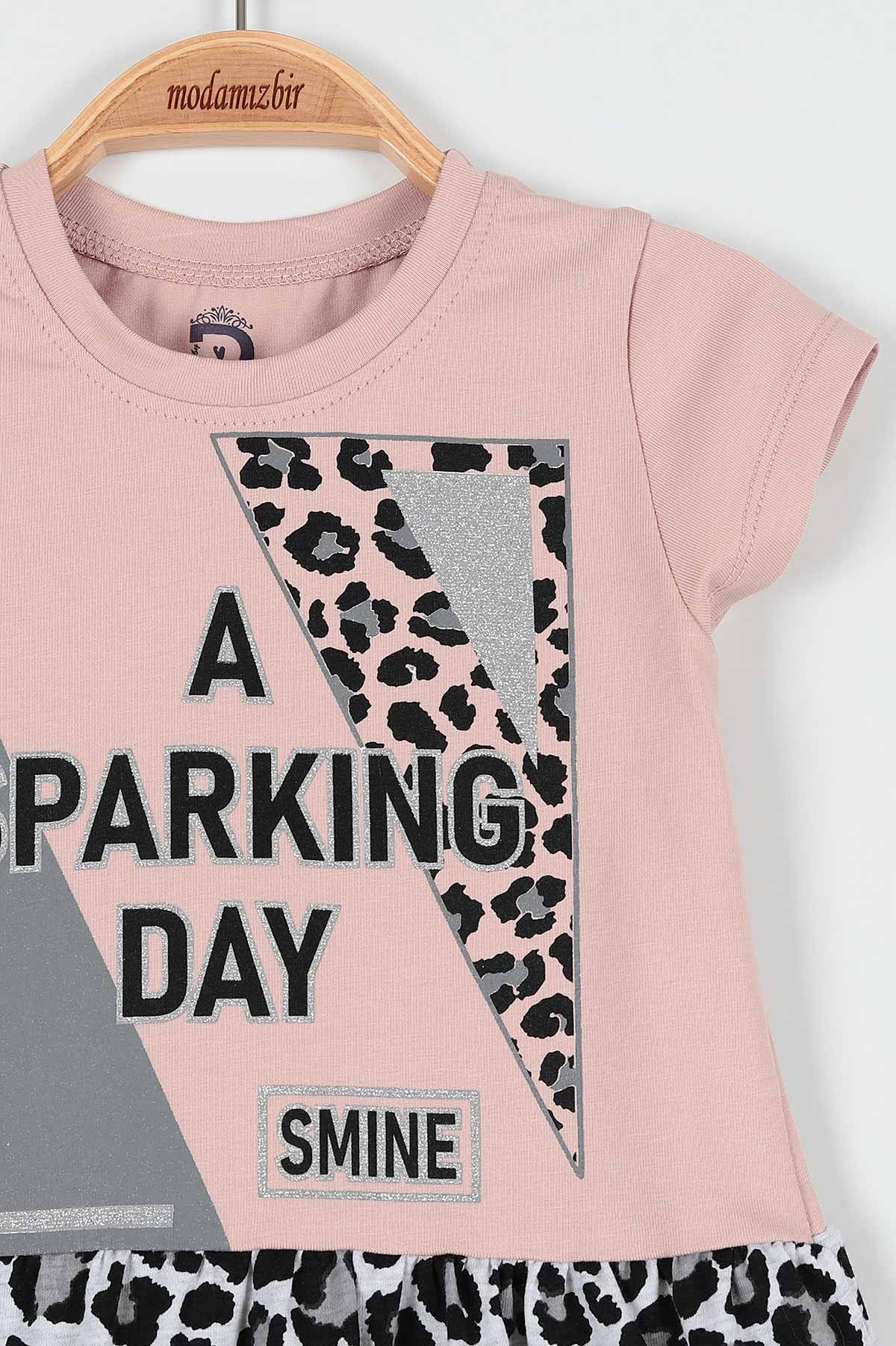 Gül Kurusu (2-5 Yaş) Sparkıng Day Leopar Baskılı Kız Çocuk Elbise 190993