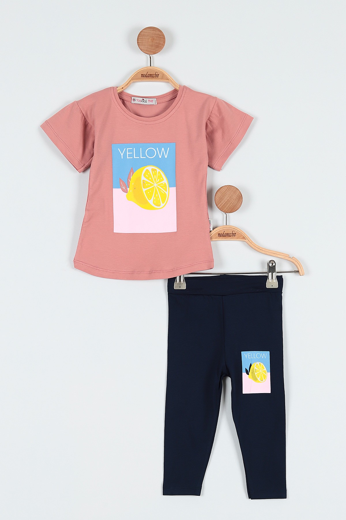 Gül Kurusu (2-5 Yaş) Yellow Limon Baskılı Taytlı Kız Çocuk Takım 190941