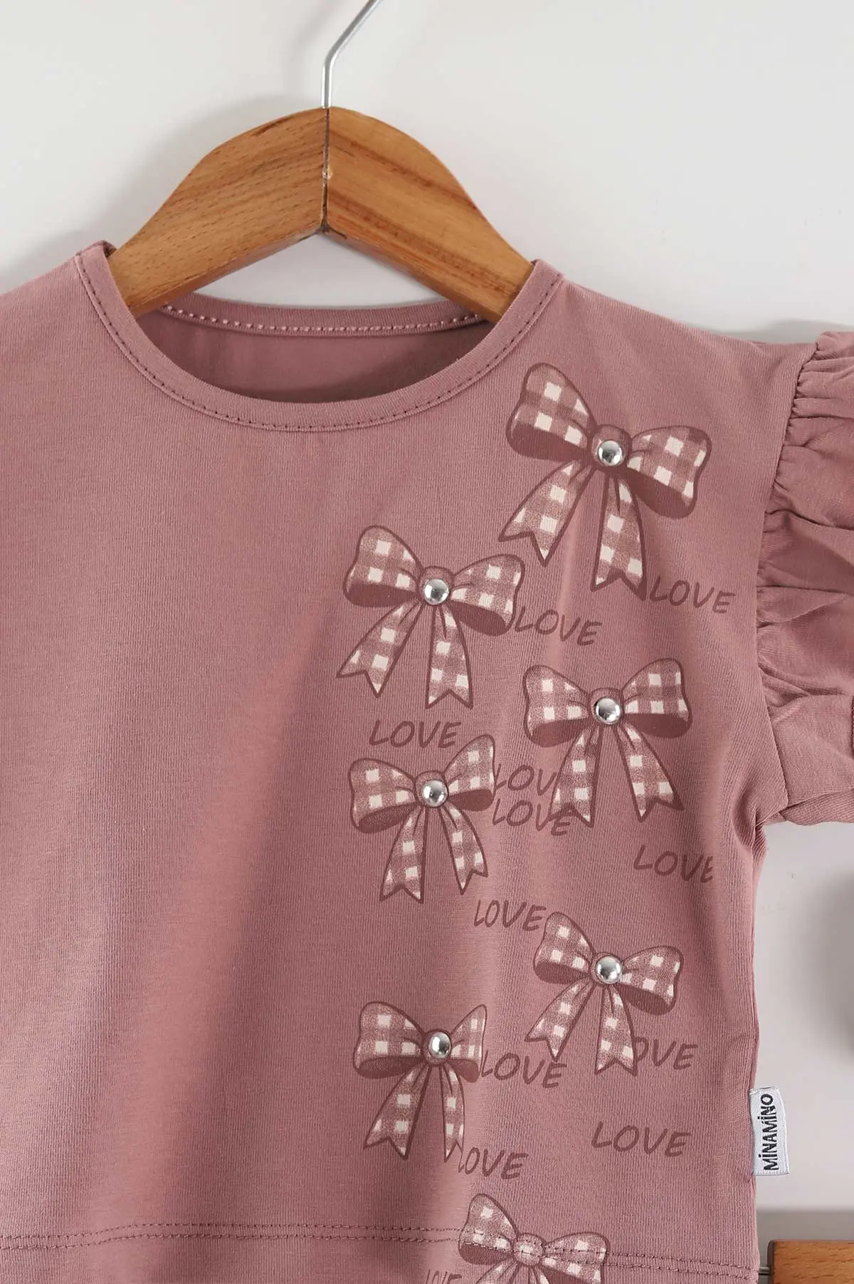 Gül Kurusu (2-5 Yaş)Fiyonk Baskılı Tencel Kumaş Şortlu Kız Çocuk Takım 462562