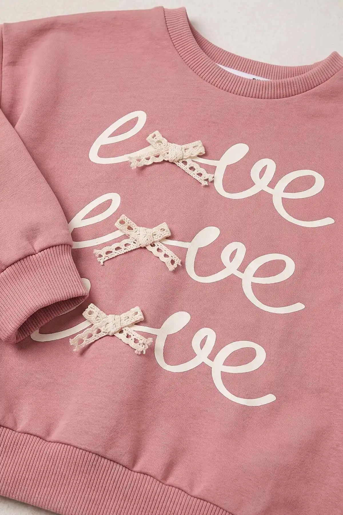 Gül Kurusu (2-5 Yaş)Love Baskılı Fiyonklu Kız Çocuk Takım 478122