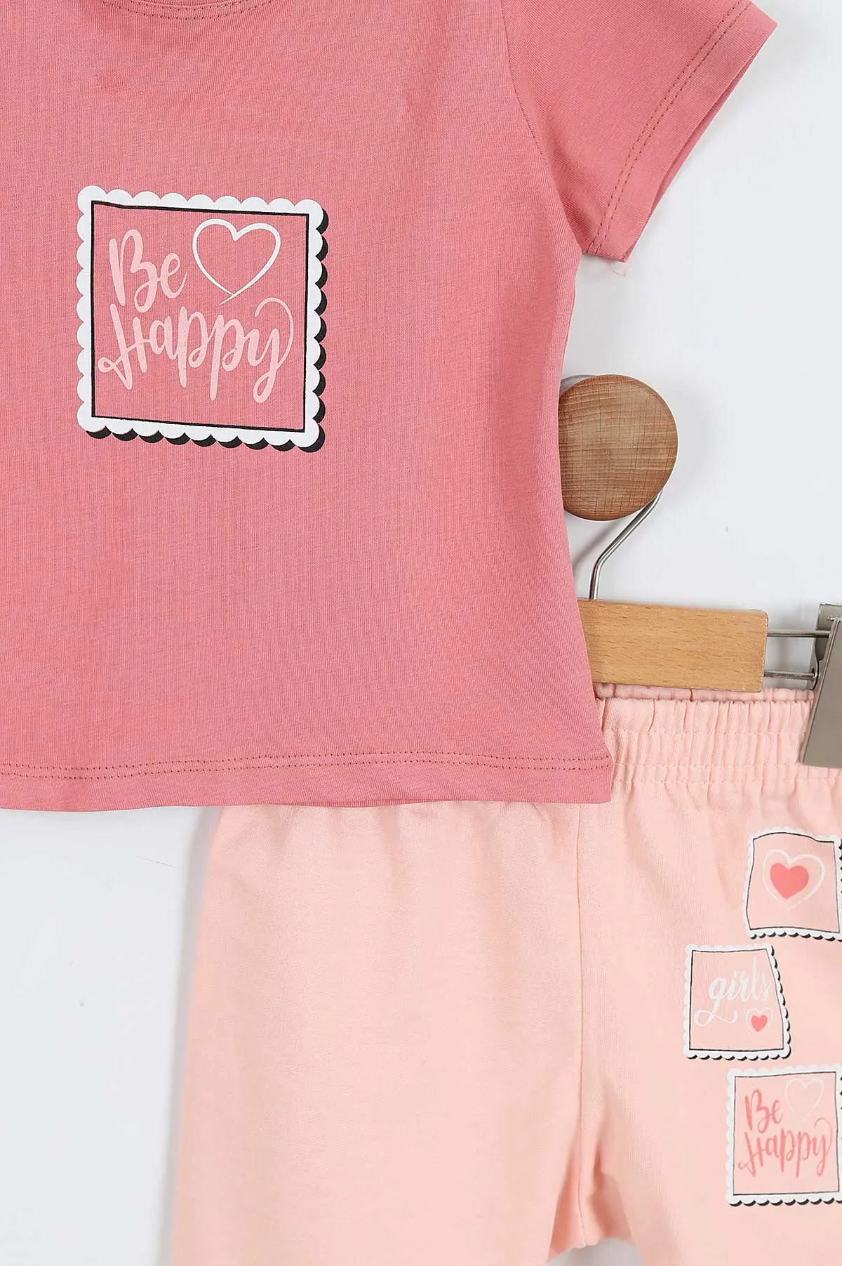 Gül Kurusu (2-9 Yaş)  Be Happy Baskılı Şortlu Kız Çocuk Yazlık Takım 354556