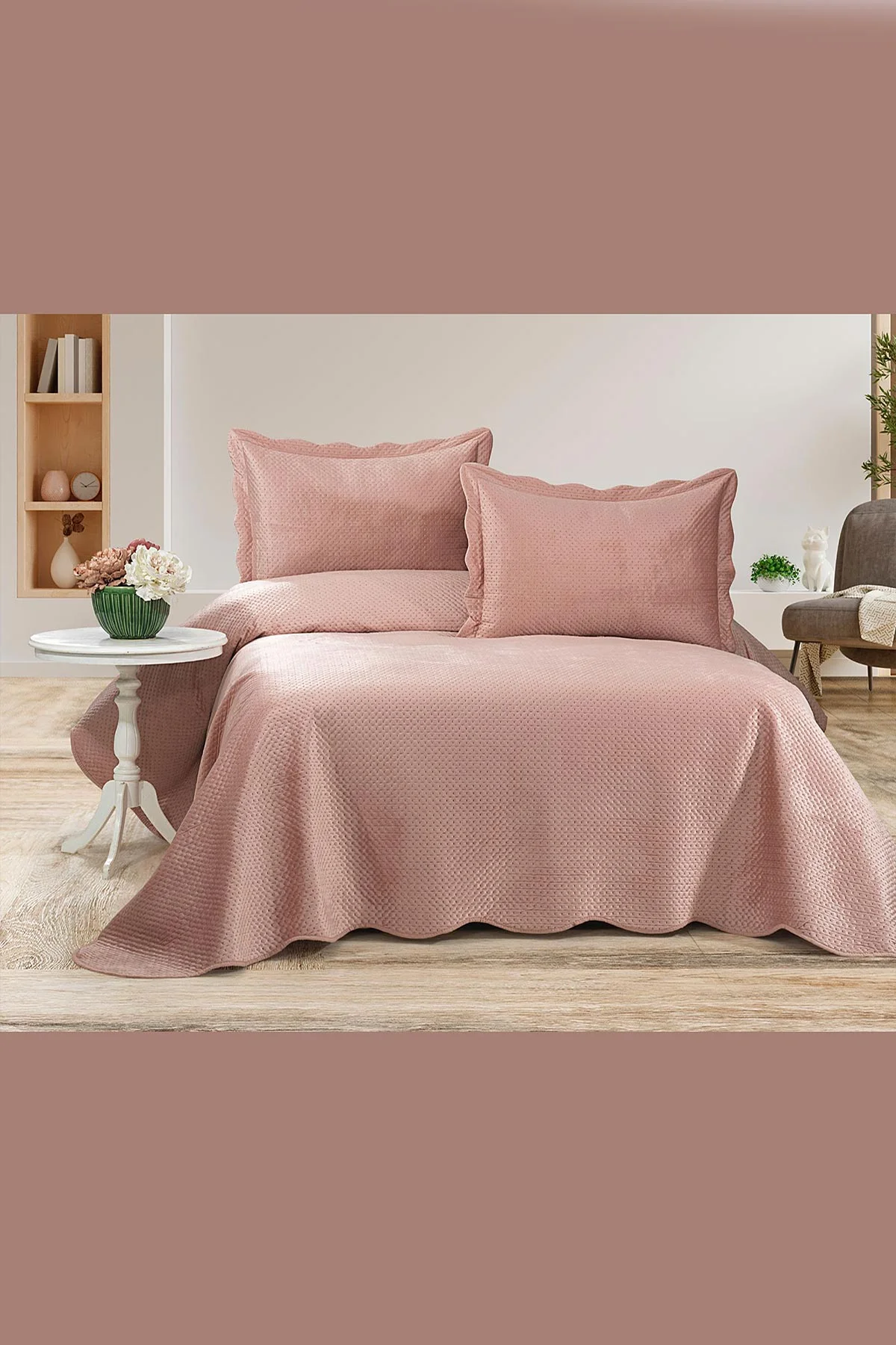 Gül Kurusu  250x260 cm Bella Home Çift Kişilik Summer Dream Yatak Örtüsü 334709