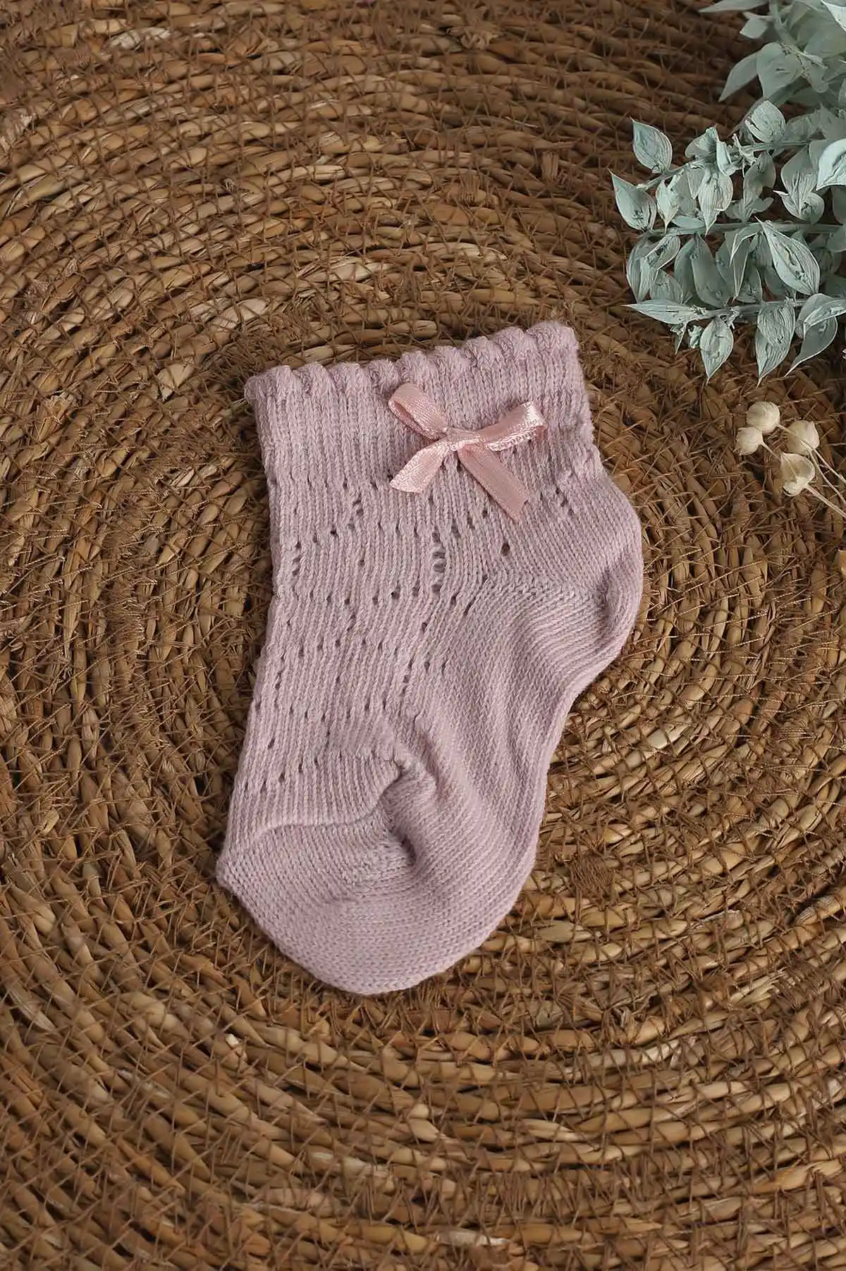 Gül Kurusu (3-10 Yaş)Fiyonk Detaylı Delikli Kız Çocuk Soket Çorap 357936