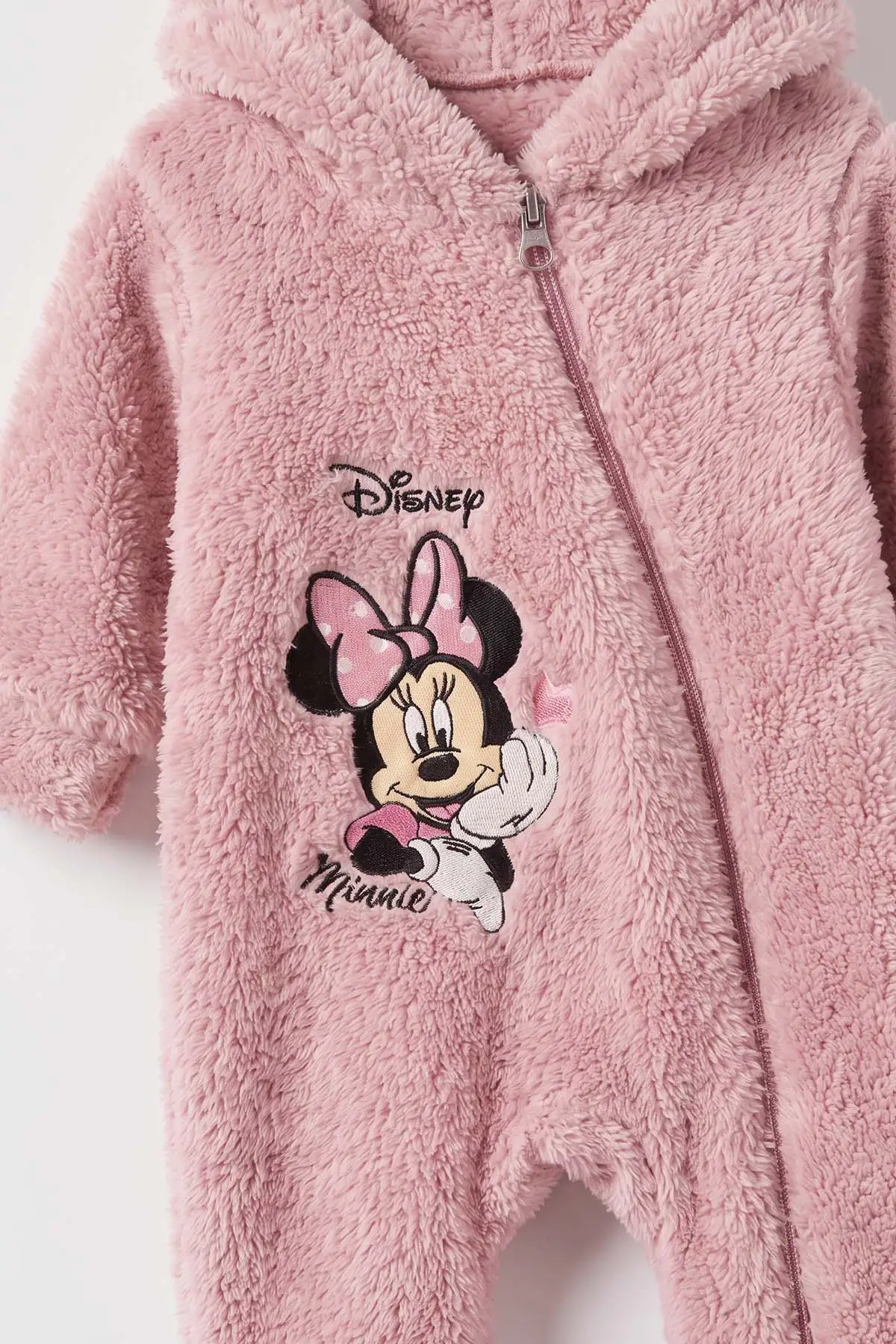 Gül Kurusu (3-12 Ay) Karakter Nakışlı  Kapüşonlu Peluş Kız Bebek Tulum 495674