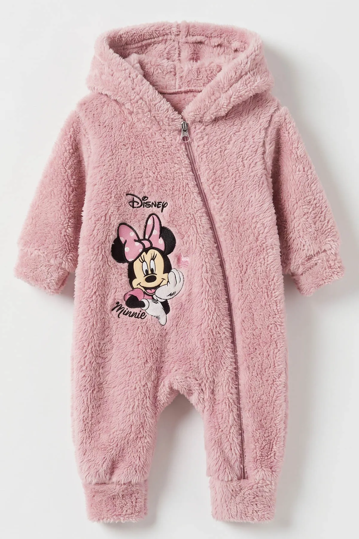 Gül Kurusu (3-12 Ay) Karakter Nakışlı  Kapüşonlu Peluş Kız Bebek Tulum 495674