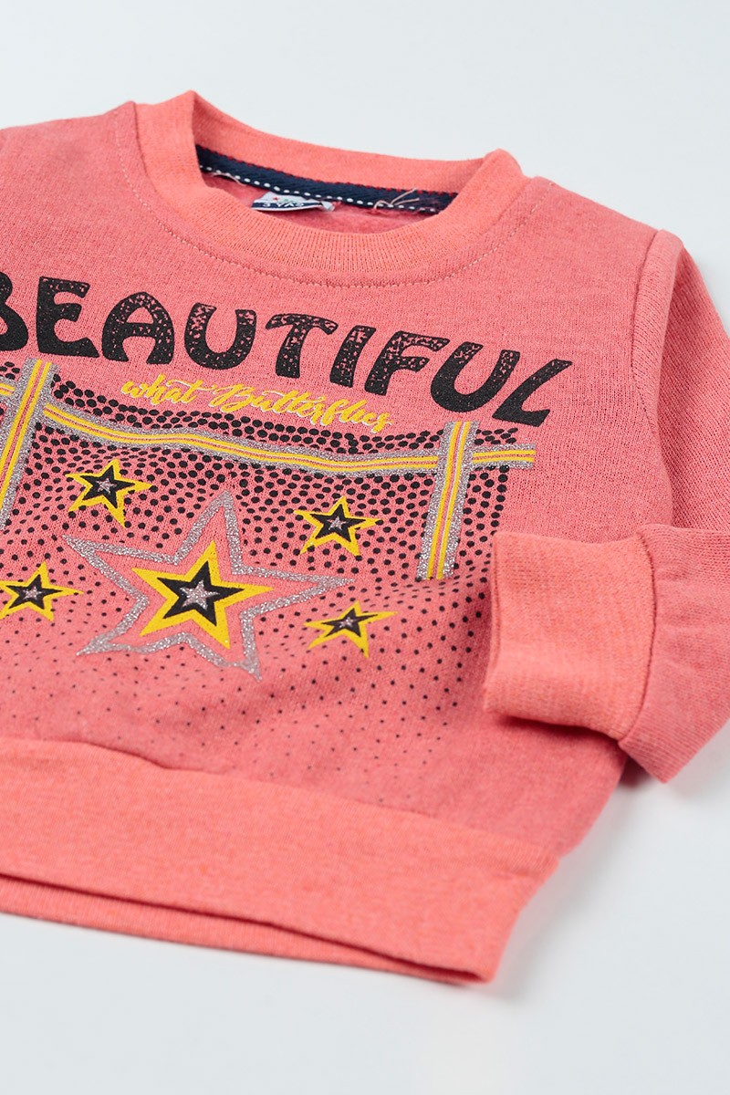 Gül Kurusu (3-12 Yaş) Beautiful Baskılı Kız Çocuk Sweatshirt 92672