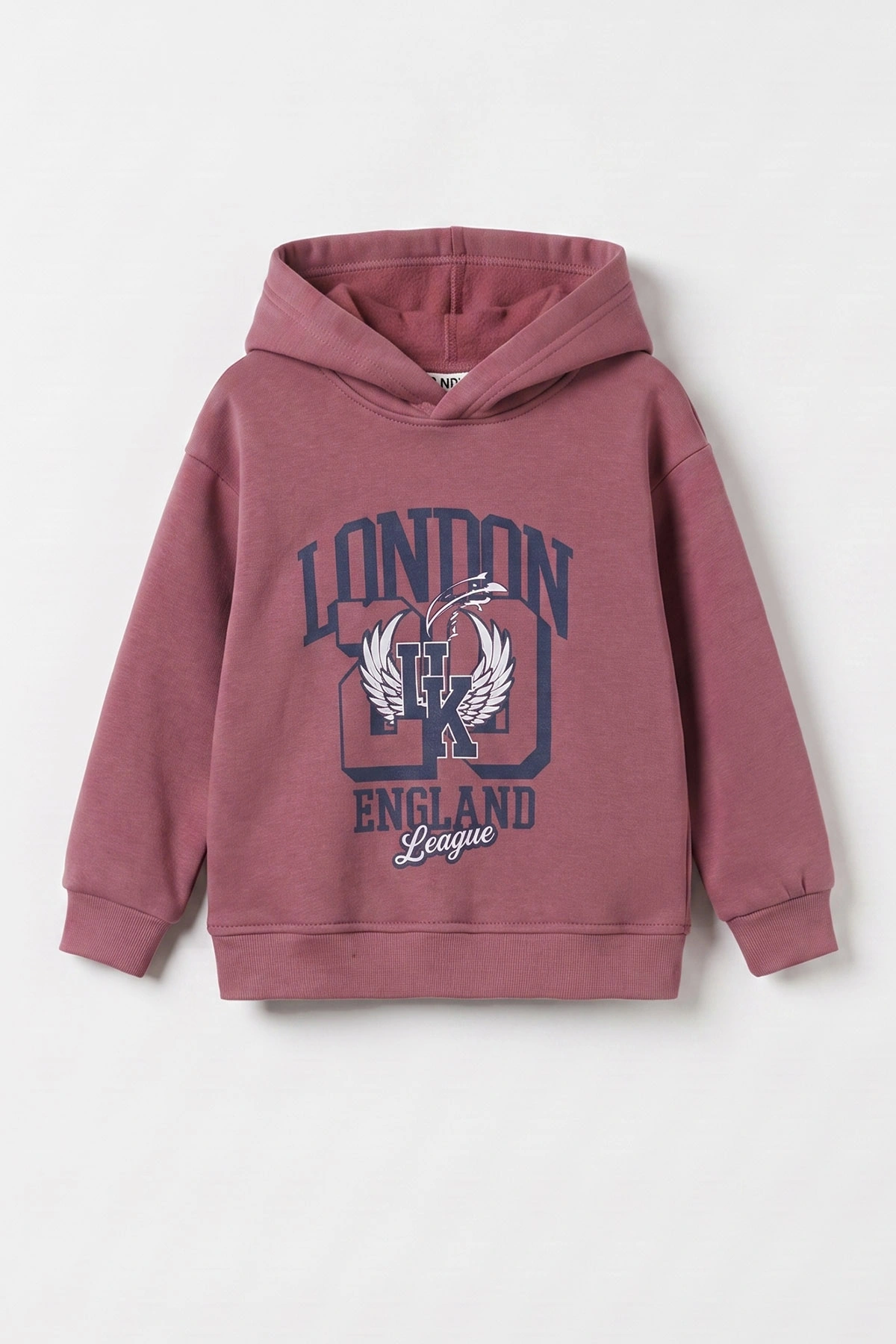 Gül Kurusu (3-12 Yaş) London Baskılı 3 İp Şardonlu Kapüşonlu Kız Çocuk Sweatshirt 473975