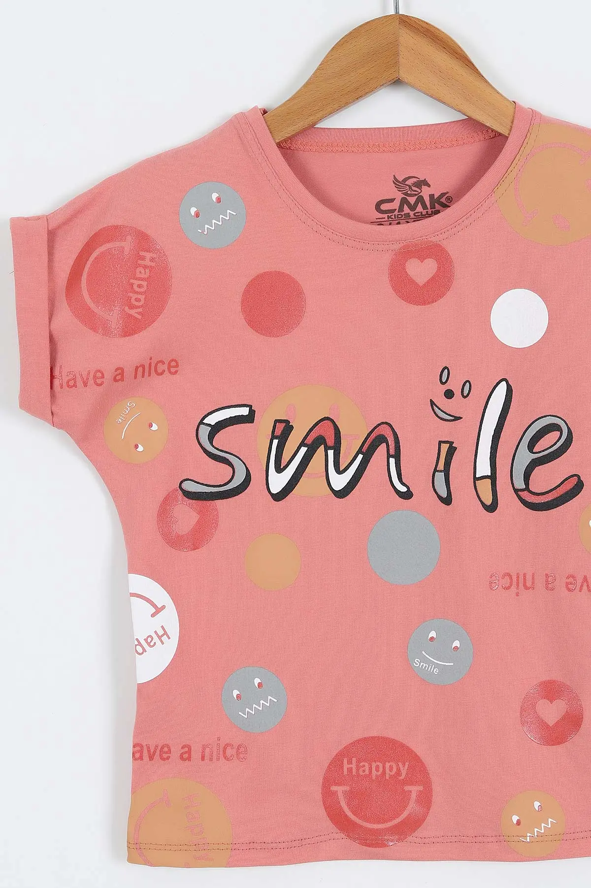 Gül Kurusu (3-12 Yaş)Smile  Baskılı  Kız Çocuk Kısa Kol Tişört 354032