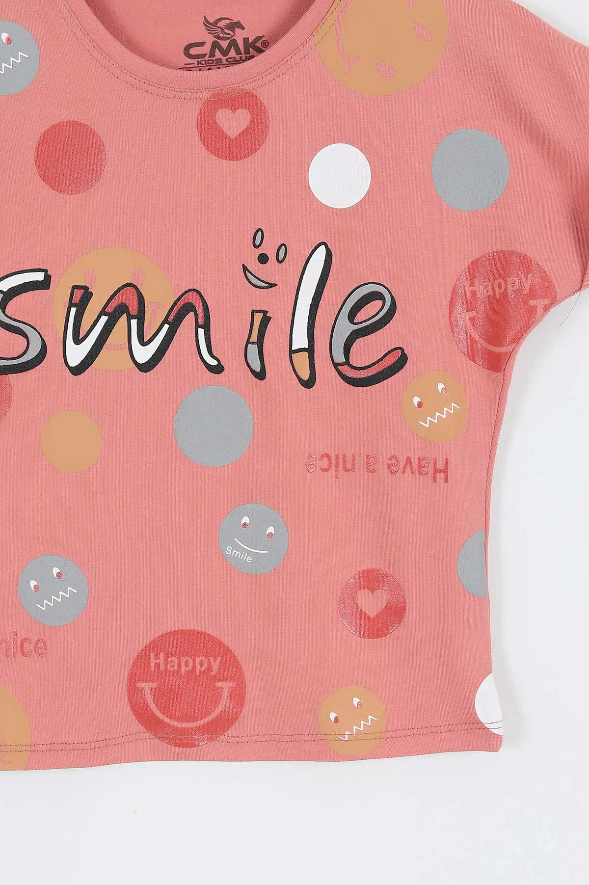 Gül Kurusu (3-12 Yaş)Smile  Baskılı  Kız Çocuk Kısa Kol Tişört 354032