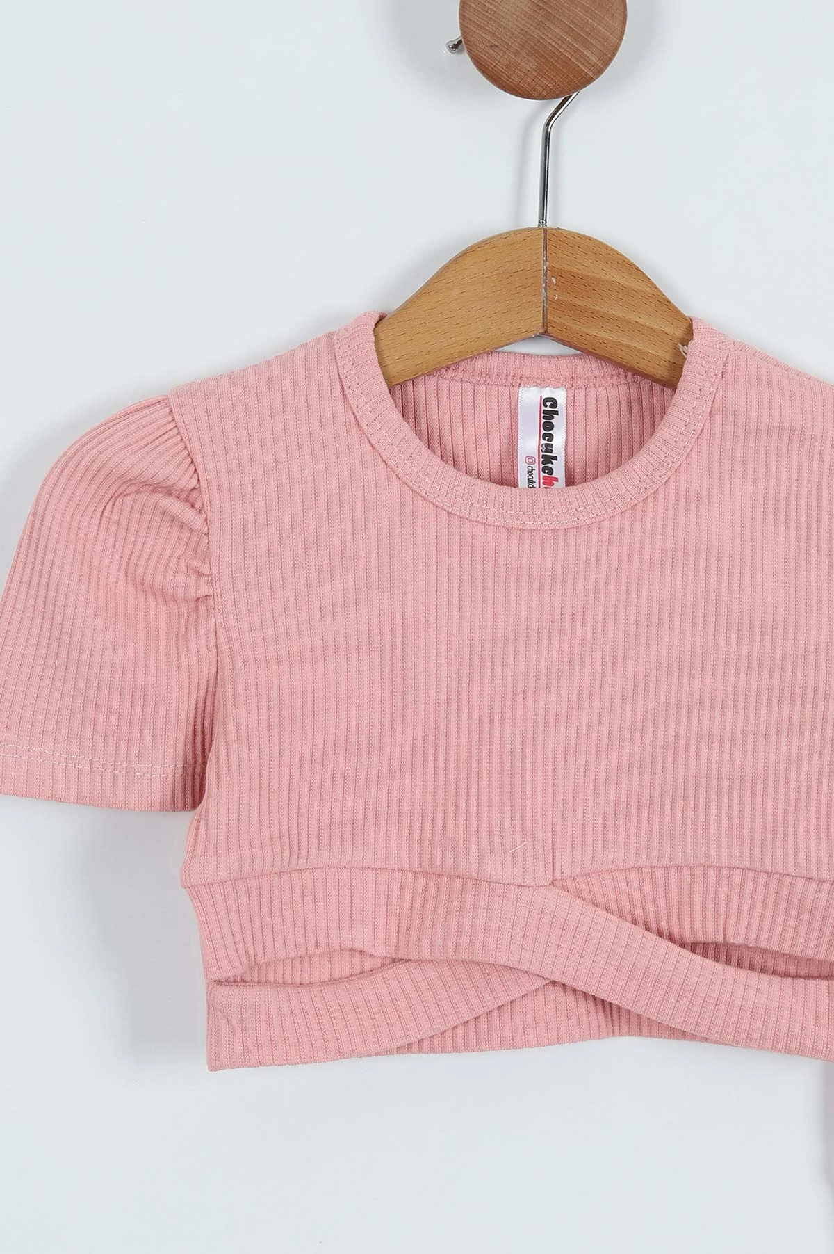 Gül Kurusu (3-7 Yaş) Crop Fitilli Kız Çocuk Takım 265337