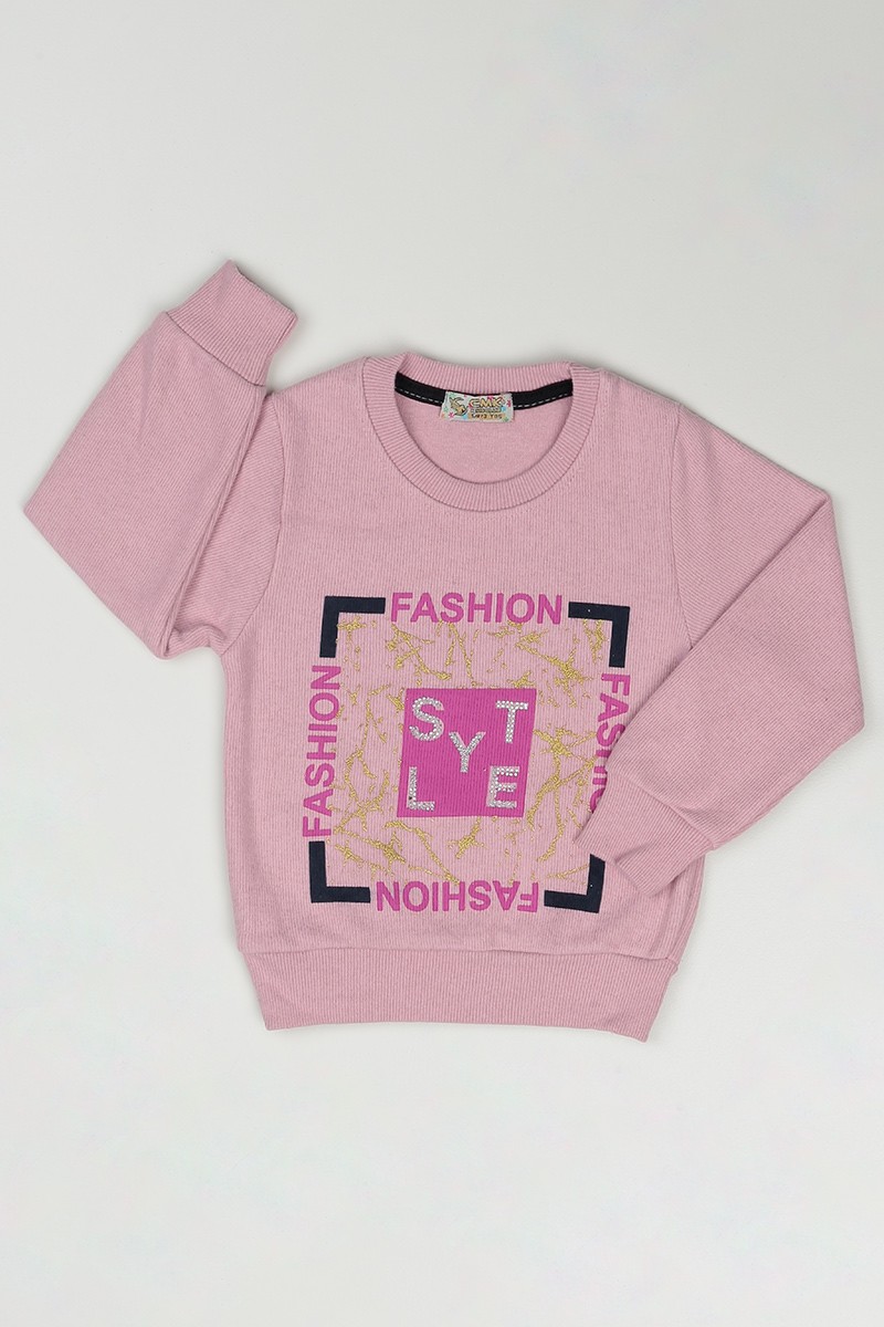Gül Kurusu (3-7 Yaş) Fashion Baskılı Kız Çocuk Sweatshirt 84805