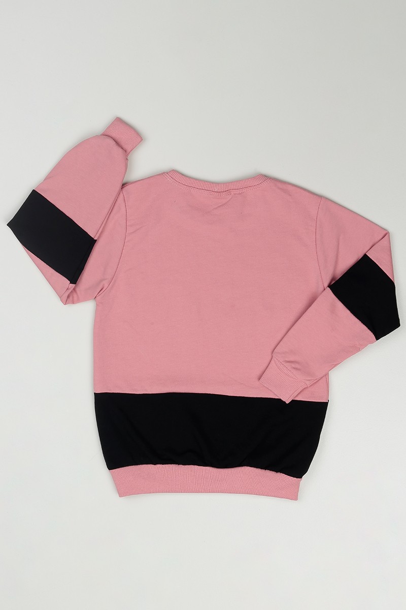 Gül Kurusu (4-8 Yaş) Nothing Baskılı Kız Çocuk Sweatshirt 85557