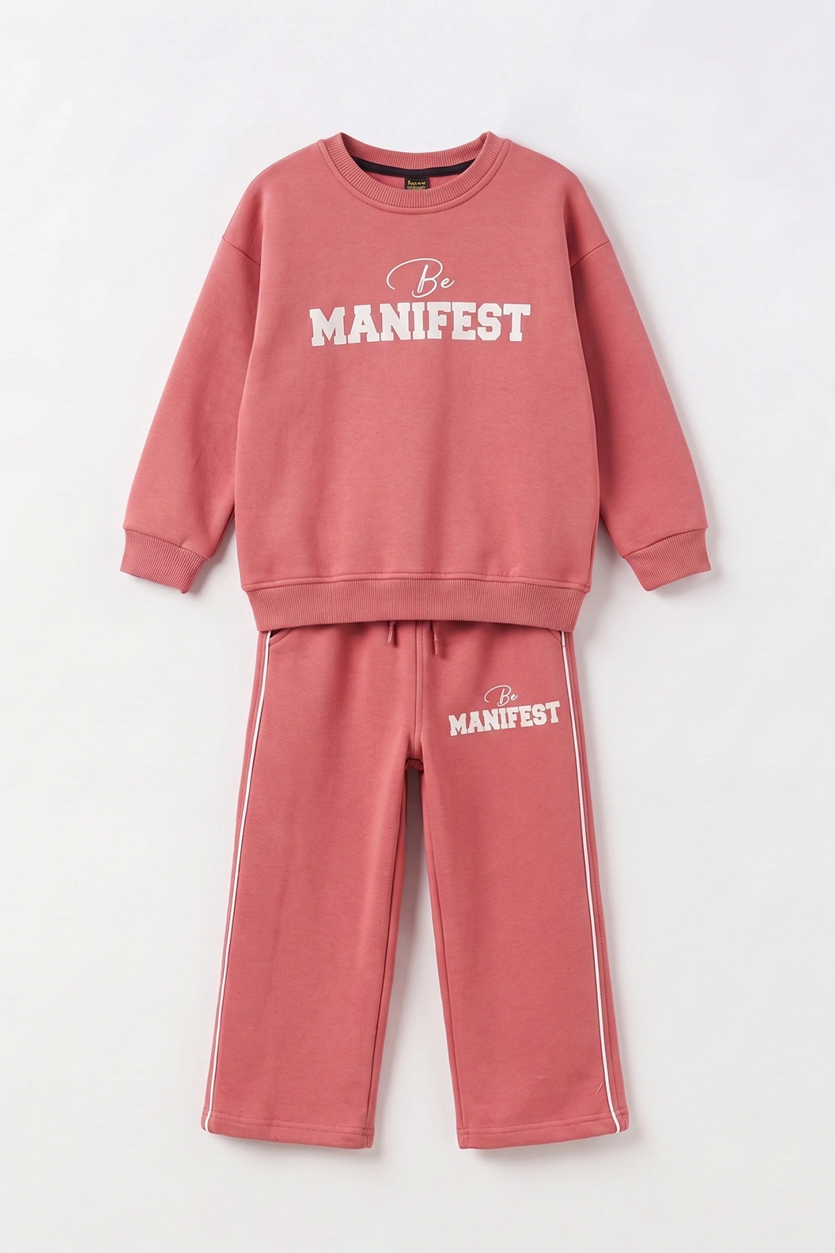 Gül Kurusu (4-8 Yaş)Manifest Baskılı  3 İp Şardonlu Kız Çocuk Kışlık Takım 497368