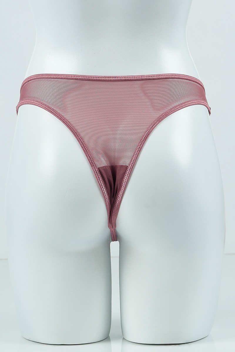 Gül Kurusu 4531 Ön Tül Arka Bant Ortası Açık Love Yazılı Tanga Külot 99961
