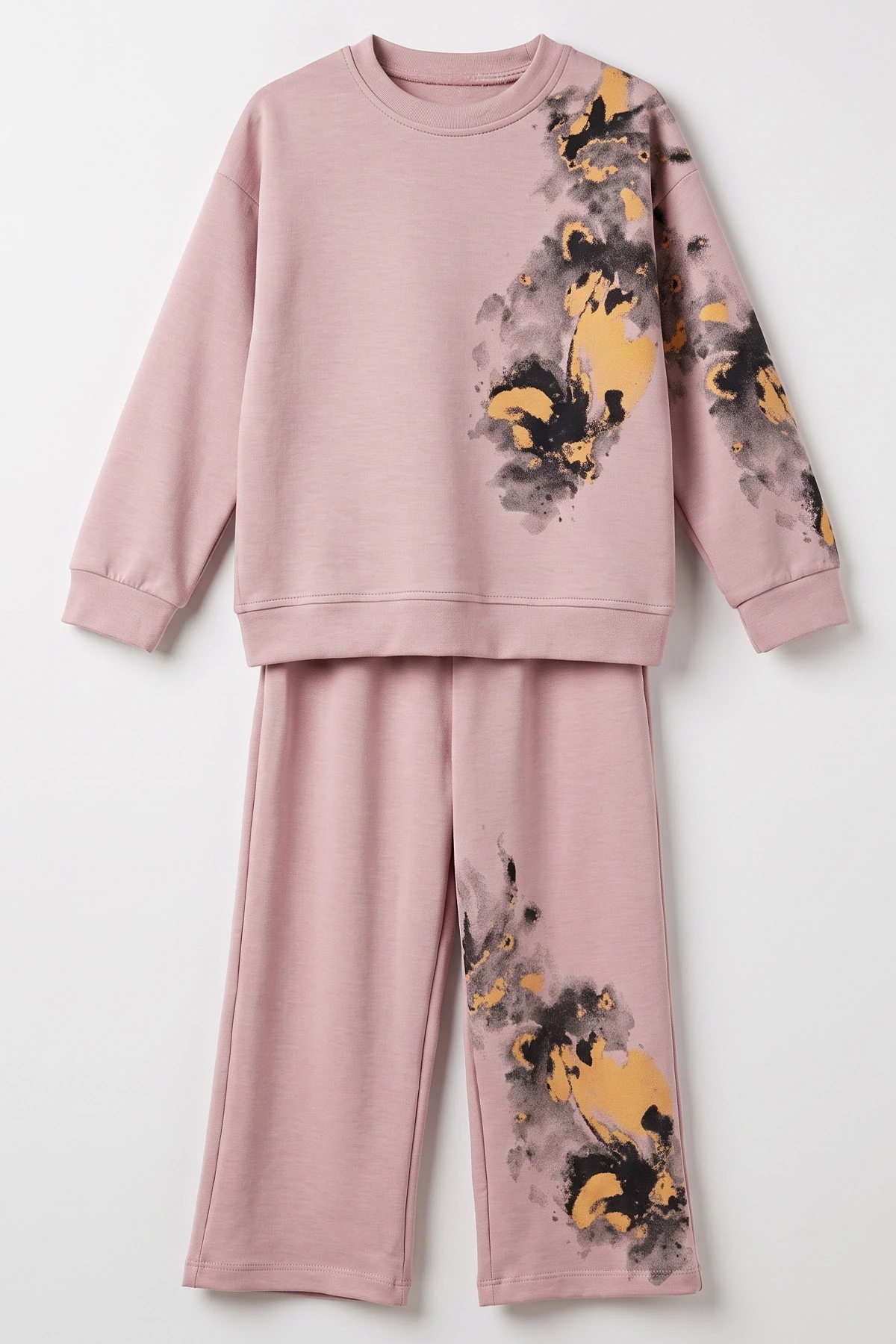 Gül Kurusu (5-12 Yaş)Batik Boyalı Modal Kumaş  Kız Çocuk 2'li Takım 490960