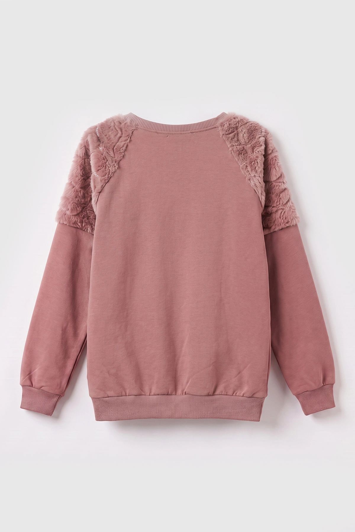 Gül Kurusu (5-13 Yaş) Love Taş Baskılı Peluşlu İçi Hafif Şardonlu Kız Çocuk Sweatshirt 489282