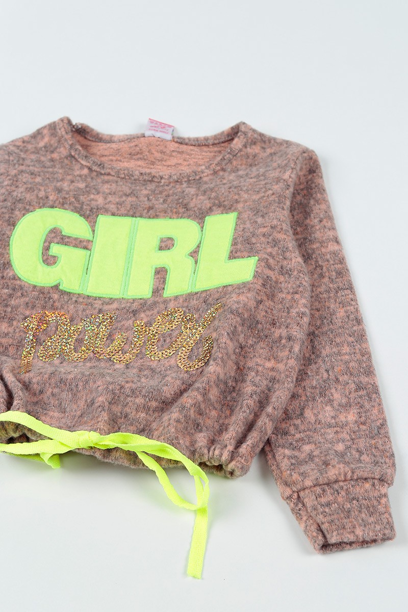 Gül Kurusu (5-8 Yaş) Girl Baskılı Dışı Yumoş Kız Çocuk Sweatshirt 92813