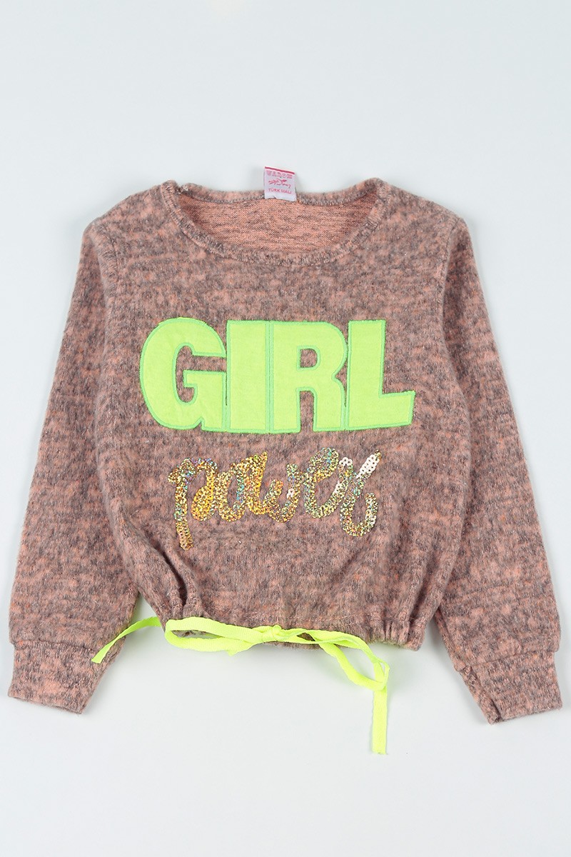 Gül Kurusu (5-8 Yaş) Girl Baskılı Dışı Yumoş Kız Çocuk Sweatshirt 92813