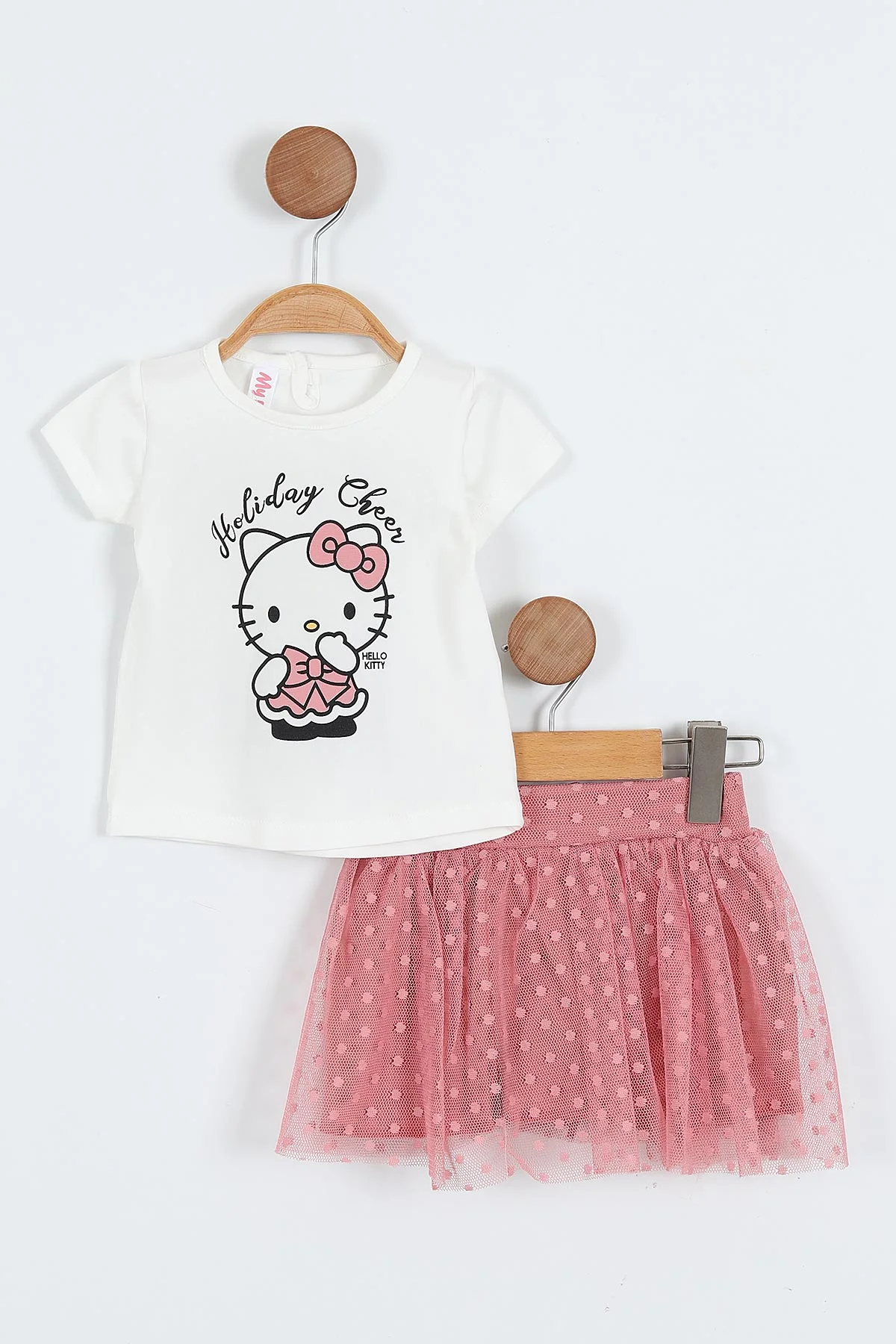 Gül Kurusu (6-18 Ay) Hello Kitty Baskılı Tüllü Etekli Kız Bebek Yazlık Takım 357467