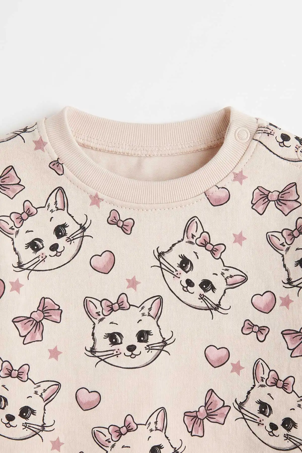 Gül Kurusu (6-18 Ay) Kedi Baskılı İkili Kız Bebek Penye Takım 474950