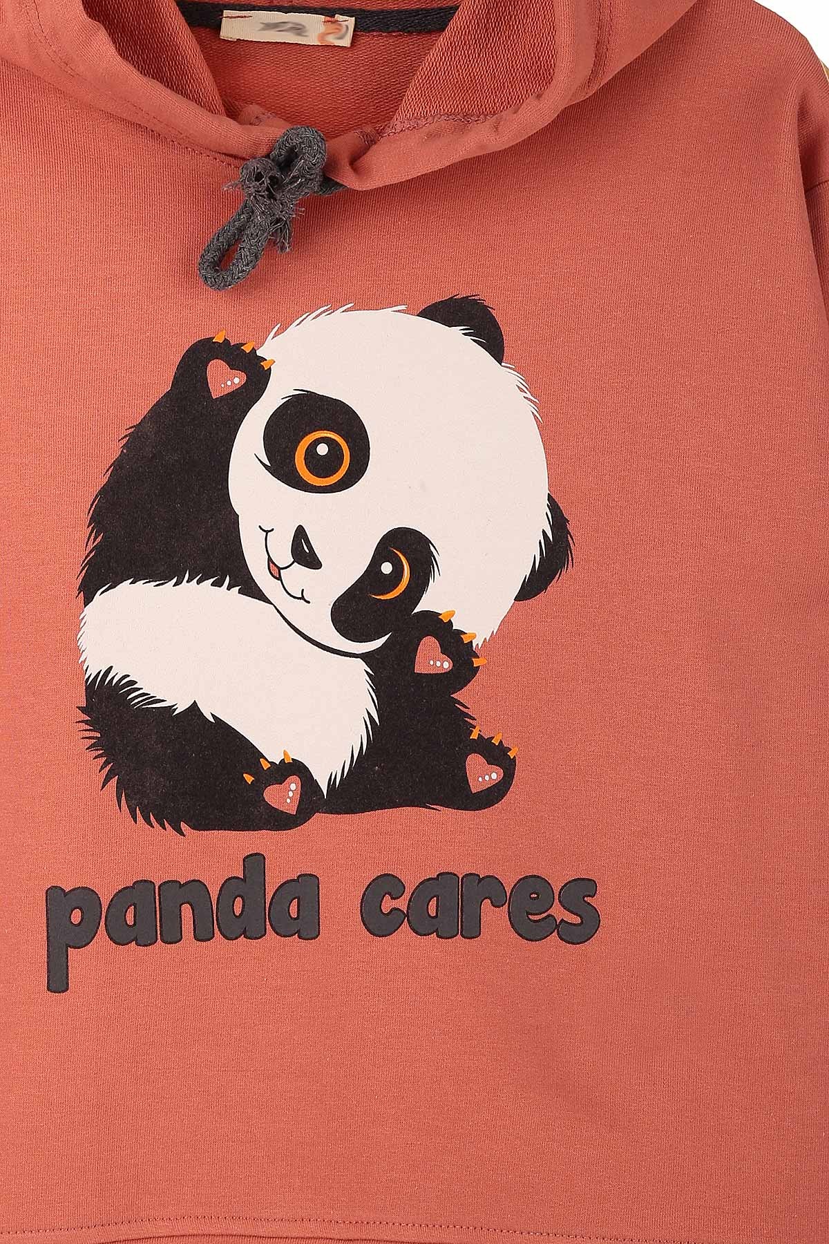 Gül Kurusu (7-11 Yaş) Panda Baskılı Kaşkorse Garnili  İki İp Kız Çocuk Takım 150605