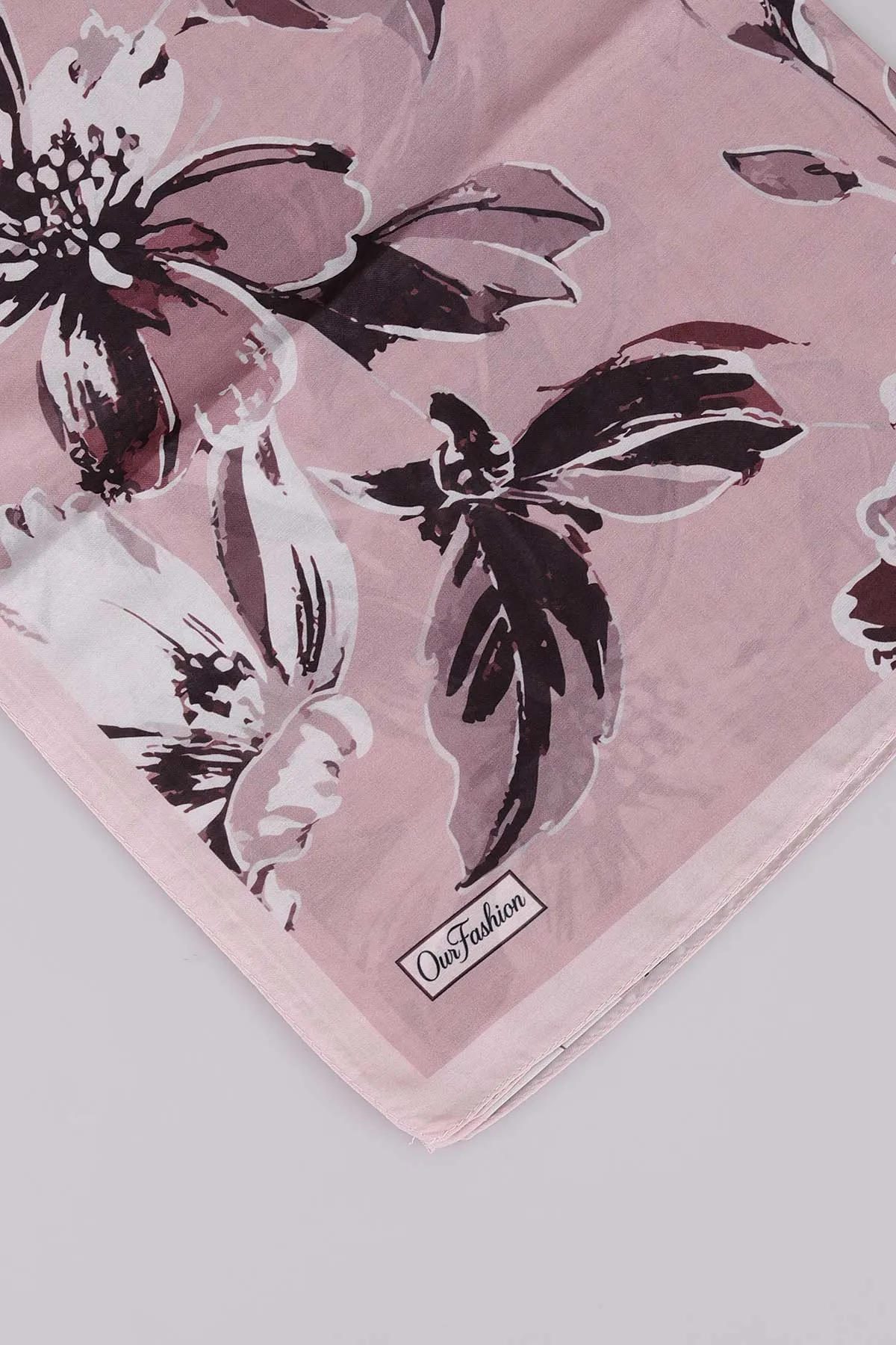Gül Kurusu 75*180 Cm Çok Çiçek Baskılı Dijital Soft Tülbent Şal 469403