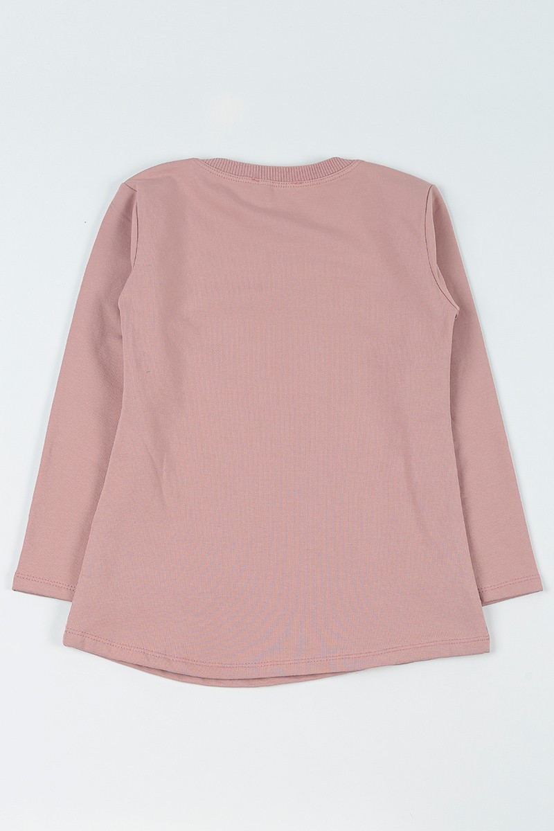Gül Kurusu (8-14 Yaş)Taşlı İçi Şardonlu Kız Çocuk Sweatshirt 92788