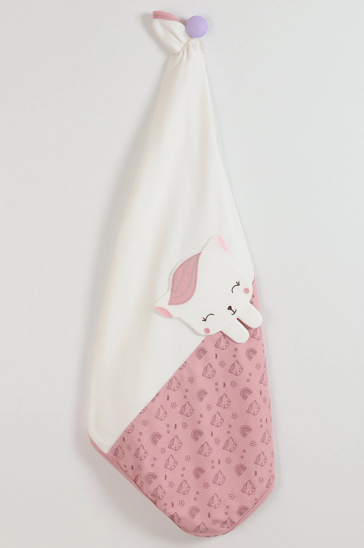 Gül Kurusu (80*90 cm) Nakışlı Lüx Penye Bebe Battaniye 342959