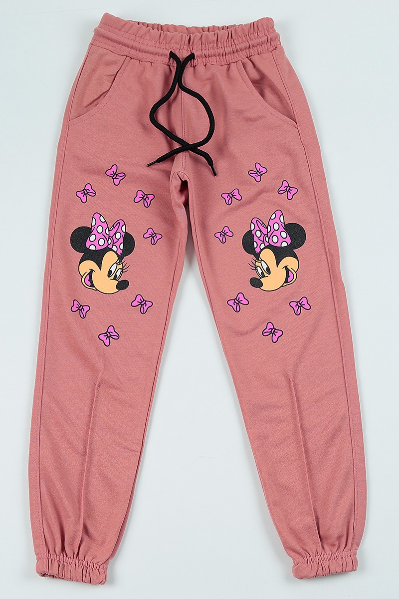 Gül Kurusu (9-12 Yaş) Mickey Mouse Baskılı Kız Çocuk Eşofman Altı 104807