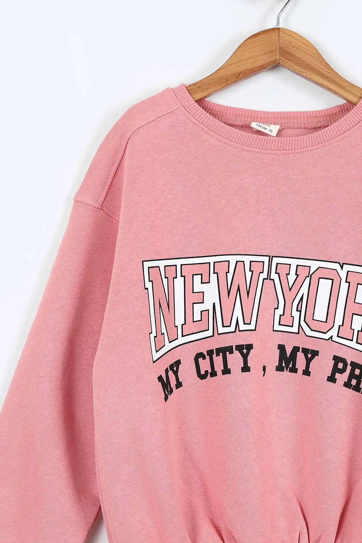 Gül Kurusu (9-12 Yaş) New York Baskılı  Belden Lastikli 3 İp Şardonlu Kız Çocuk Kışlık Takım 405094