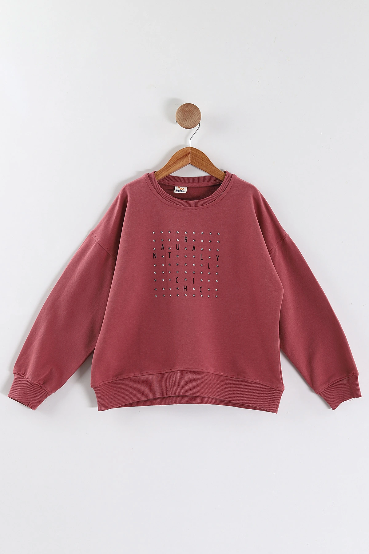 Gül Kurusu (9-12 Yaş)Önü Taşlı Kız Çocuk Sweatshirt 432948