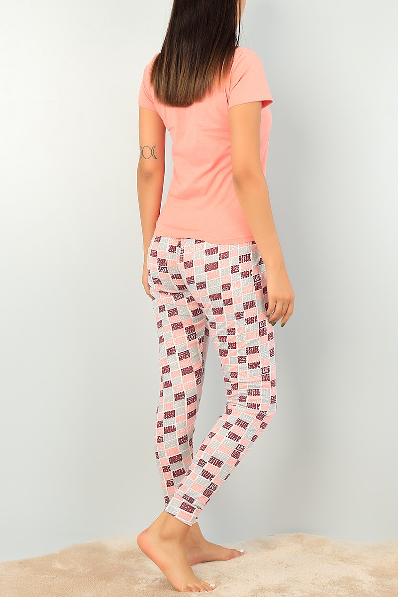 Gül Kurusu Baskılı Bayan Pijama Takımı 73493