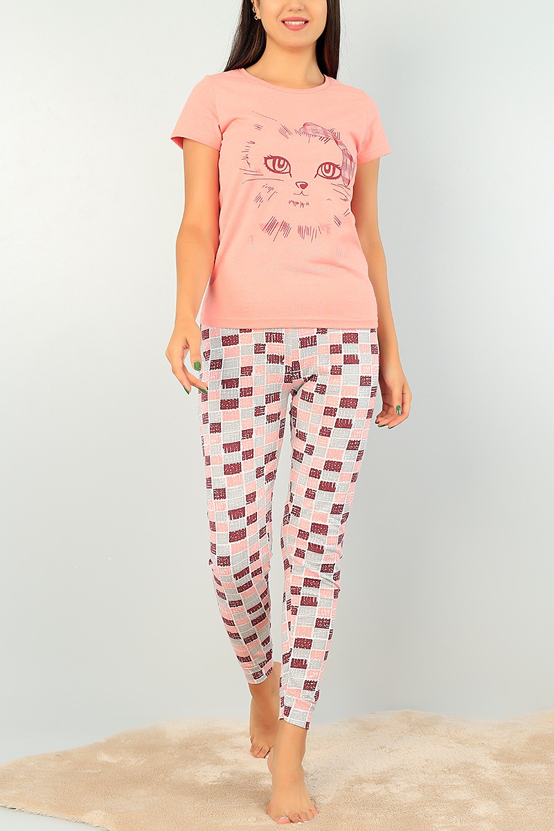 Gül Kurusu Baskılı Bayan Pijama Takımı 73493