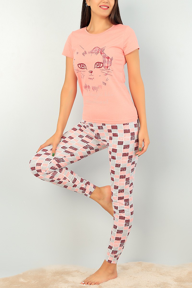 Gül Kurusu Baskılı Bayan Pijama Takımı 73493