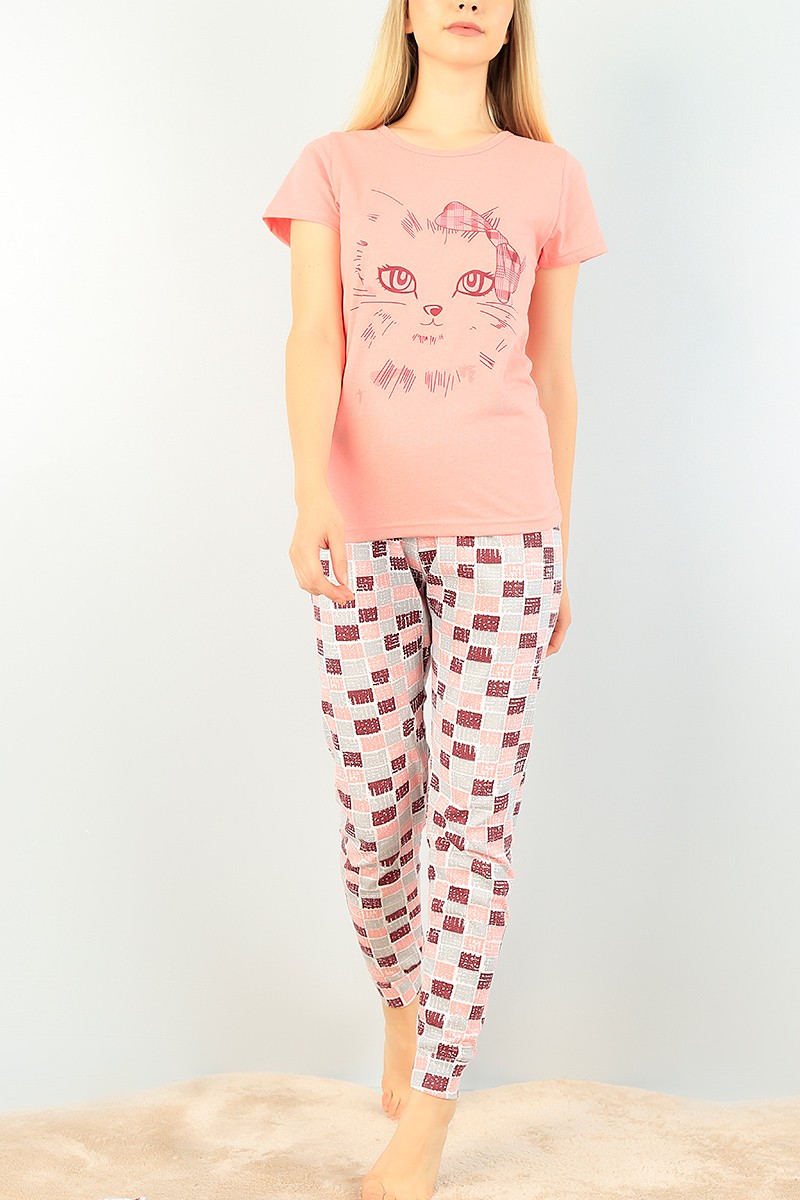 Gül Kurusu Baskılı Bayan Pijama Takımı 73587