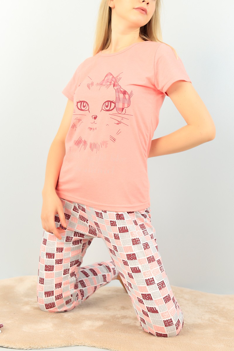 Gül Kurusu Baskılı Bayan Pijama Takımı 73587