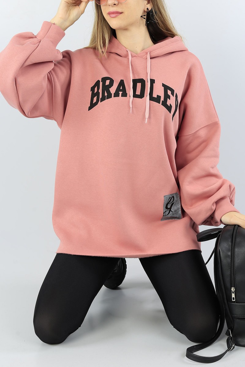 Gül Kurusu Baskılı Şardonlu Bayan Sweat Tunik 53596