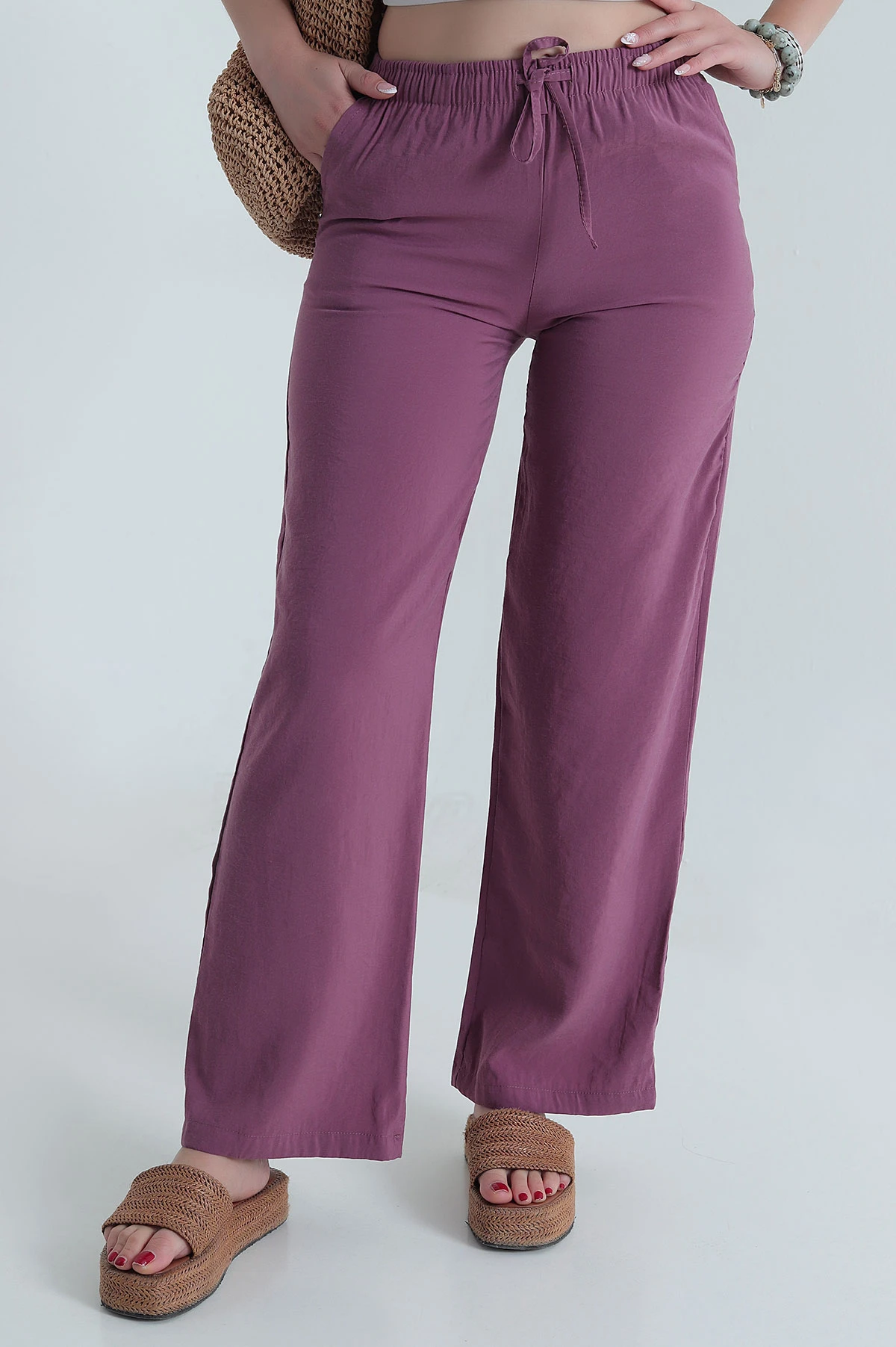 Gül Kurusu Beli Lastikli Modal Kadın Pantolon 478950
