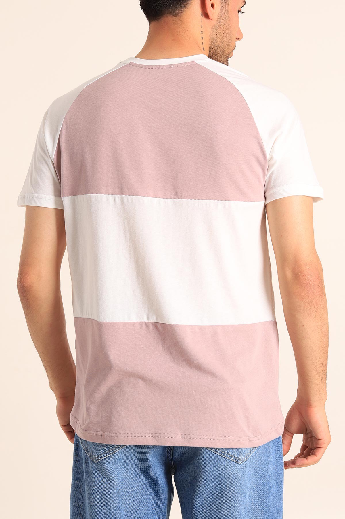 Gül Kurusu Beyaz Oversize Reglan Kol Yazı Detay Erkek Tişört 182282