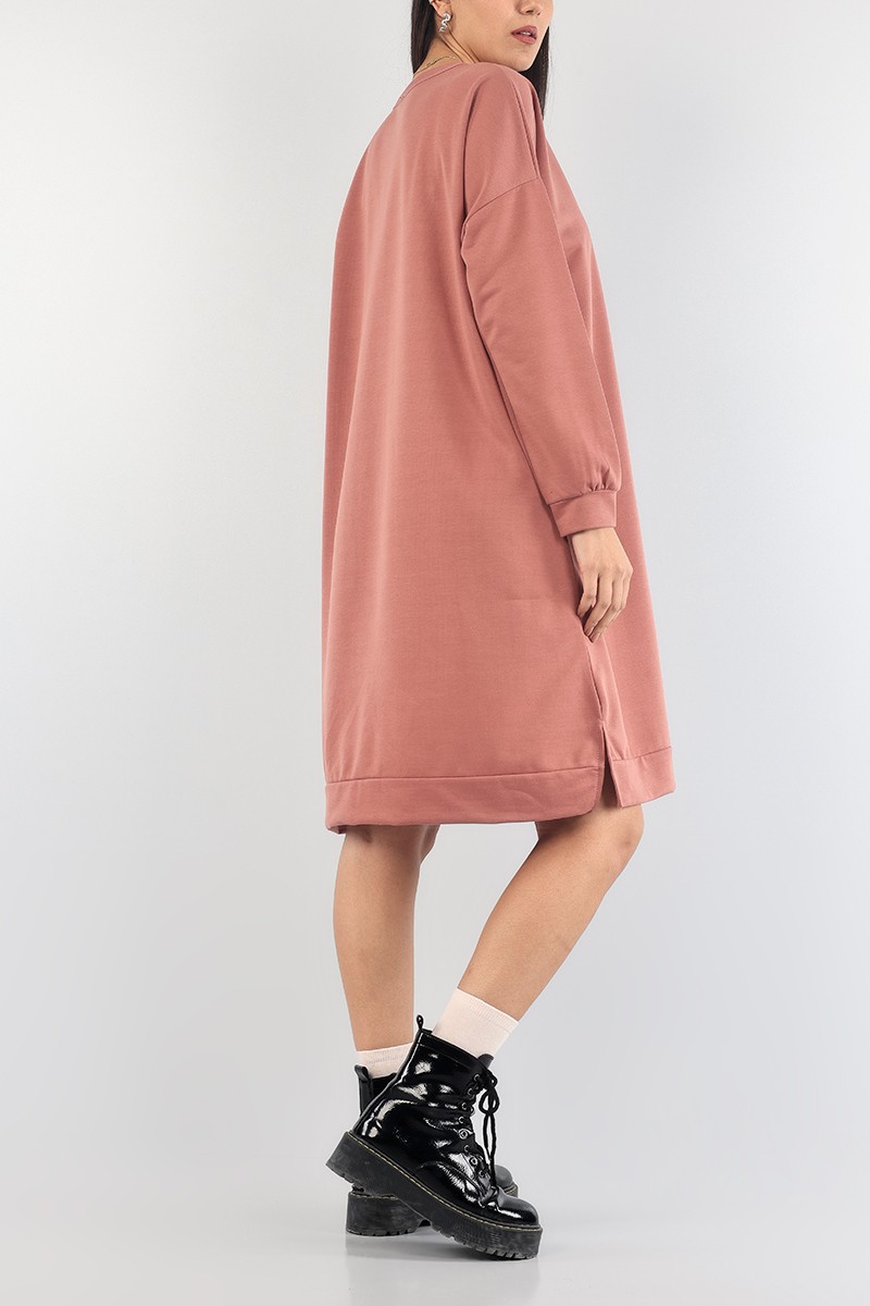 Gül Kurusu Bisiklet Yaka Elbise Tunik 89280