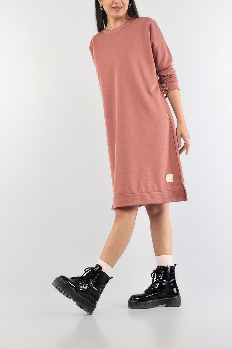 Gül Kurusu Bisiklet Yaka Elbise Tunik 89280